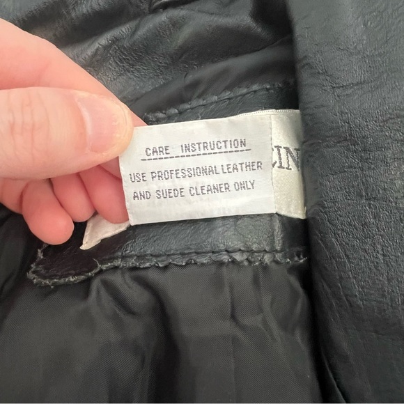 Charles Klein Long 100% Leather Black Vintage Trench Coat Size S - Picture 5 of 6